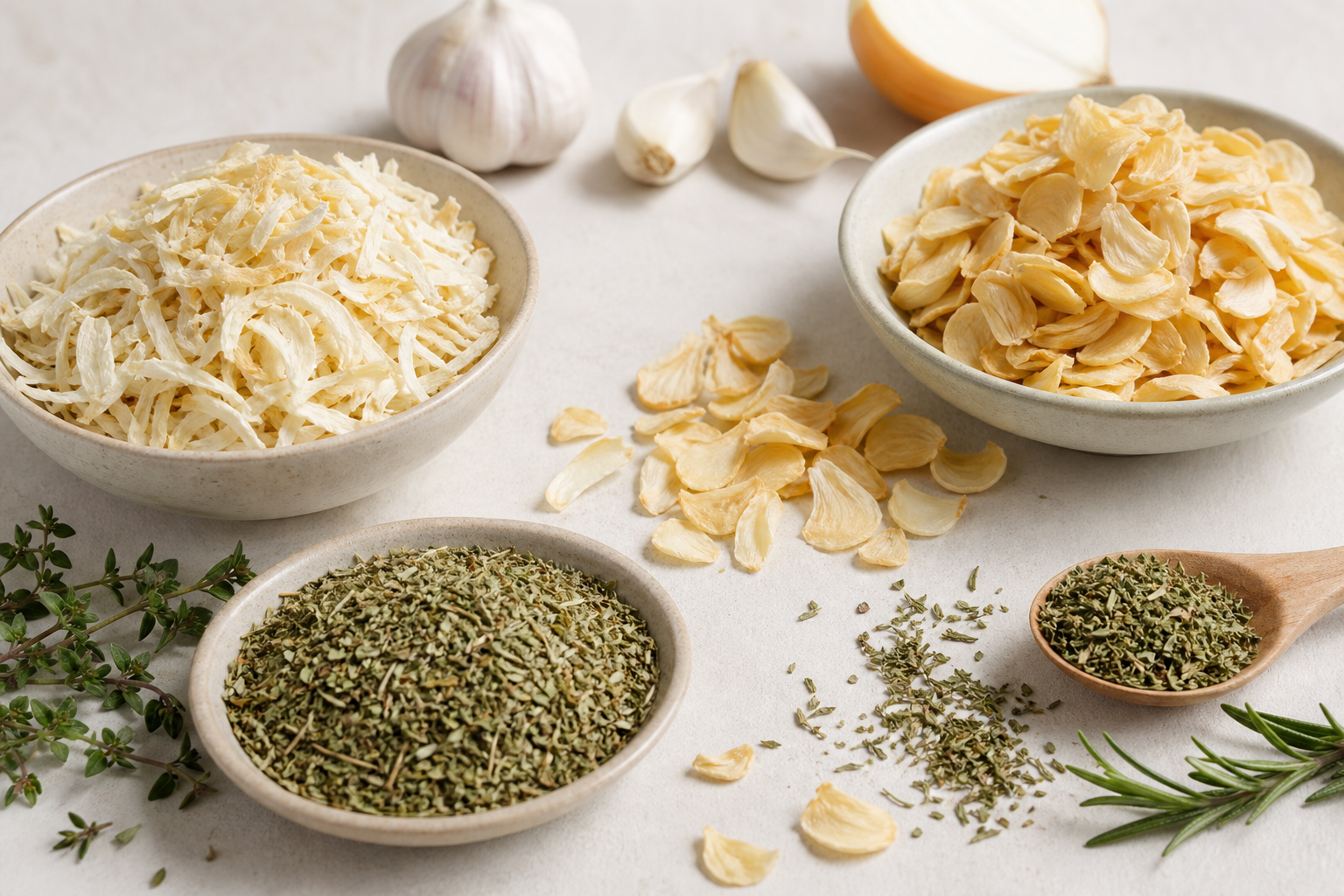 Dehydrated ingredient and seasoning product presentation